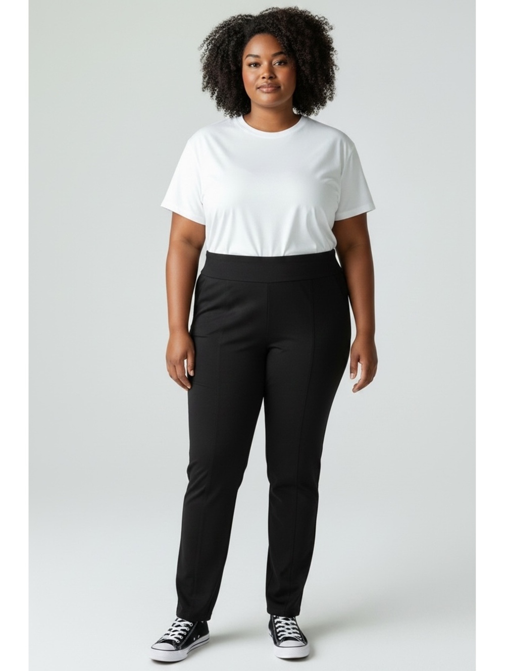 NWT New Directions Black High-Rise Seamed Pull-On Pants, XL
